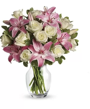 Beauty of White Roses & Lilies
