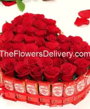 KitKat Love Rose Arrangement-Romantic gesture: flowers and chocolates-Flowers and chocolates for a loved one-Joyful blooms and delectable chocolates- Unforgettable flowers and chocolates experience-Flowers and chocolates express delivery- Express emotions with flowers and chocolates-Elegant flowers and premium chocolates-Enchanting blooms with delightful chocolates-Perfectly paired: flowers and chocolates-Thoughtful gift: flowers and chocolates-TFD Pakistan-theflowerdelivery.com