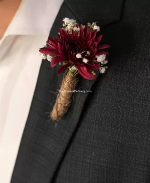Perfect Maroon Boutonniere in Pakistan