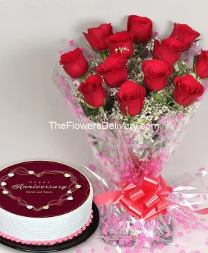 Anniversary Flowers & Cake Karachi - TheFlowersDelivery.com