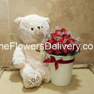 Flowers and Teddy Bear Gift Karachi - TheFlowersDelivery.com