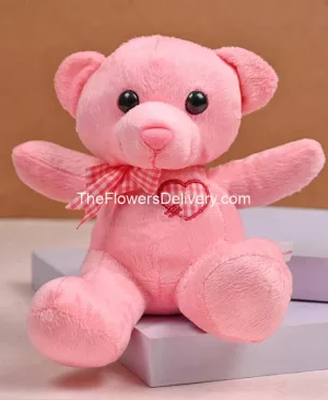Premium Pink Flowers & Teddy