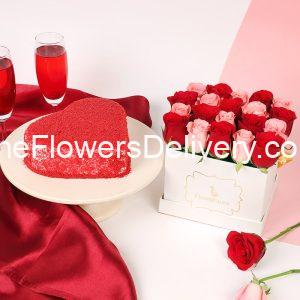 Combo of Flowers & Cake - TheFlowersDelivery.com