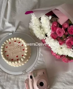 Cake and Bouquet -TheFlowersDelivery.com