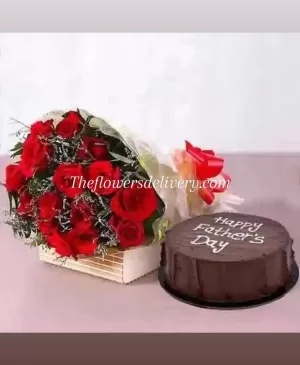 Fathers Day Cake & Flowers - TheFlowersDelivery.com